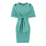 Pure Desire Sister Style High-End Temperament Suit Sleeveless Collar Vest Dress Women's Summer Shawl Dress Two Sets