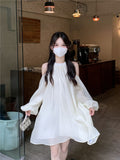 The Side-Scan's Neck Design Has A Unique Dress In Spring 2026 New Loose Fashion Temperament White A-Dress Woman