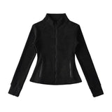 Lulu Thickened Stormcoat Inside The Gallbladder Velvet Coat Female Yoga Coat Blouse Body Waist Movement Plus Velvet New