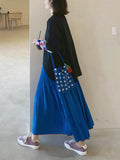 Miu Limiu Mei Klein Blue Folded Skirt Women 2026 Spring And Autumn Summer New 100-Fold Long Dress