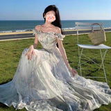 Seaside Holiday Sling Skirt French Lotus Leaf Side Beach Dress Atmosphere Long Dress Flowing Fairy