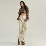 Autumn And Winter Main Push Color Tie High Waist Straight Jeans Trousers & Length Routine