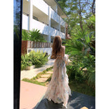 Seaside Holiday Wind Super Nice Irregular Sling Beach Dress Unique Beautiful Floral Dress 26 Spring