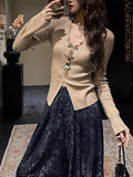 Handmade Nail Bead Knitted Knitted Knitted Knitted Shirt With A New Chinese Top Woman