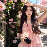 Mintman Wave Wind French Pink Sling Dress Women Spring Summer Dopamine Sanya Beach Beach Dress