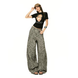 26Th Ootd!| Spring 2026 New Water Wash To Make Old Leopard Print Wide-Leg Jeans