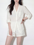 Wear A Set Of Early Summer Beautiful Beauty Casual Sunscreen Linen Shirt Shorts Two Sets Of Women