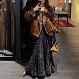 [Wang Dye] National Wind Snow Neal 100 Folded Skirt Female A-Word Half-Dress Winter Long New Model
