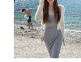 Miss Ritz_This Issue Of Lace V-Neck Sling/Sling Skirt/100-Fold Dress Dress Spring And Autumn High-End Feeling