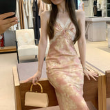 Charming Back Killing Man Wonderful Curve Lace Floral Skirt Sweet Temperament Sling Skirt Commuting High Waist