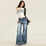 24Th Ootd! Rated Level | Heavy Craft Cat Wash Jeans Drag Floor Loose Straight Trousers