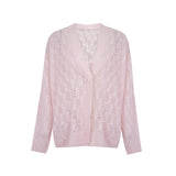 Soft Sister Summer Soft Yarn Cross-Banded Short Knitted Shirt / Hollow Open Shirt Loose Type