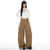 Yaxian Hottie | Trendy Design Empathic Broad Leg Pants Women's Lean Pockets Thin Leisure Trousers Length Eichun
