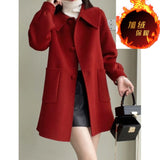 Spring And Autumn Thin 2025 Autumn And Winter New Long Love Buckle Thin Coat Doll Collar This Coat Top Woman