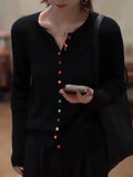 European Goods Heavy Autumn 2025 New Black Knitted Cardigan Long-Sleeved Niche Women's High-End Feel Blouse Tide