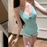 2026 Swimsuit Women's Two Sets Of Long-Sleeved Lace Coat Show Skinny Girl Sweet Bubble Hot Spring Swimsuit