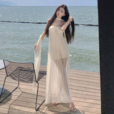 High-Grade Pure-Wane Windy Holiday Dress Summer Niche Atmosphere Sensing Chest Dress Sanya Bali Beach Dress
