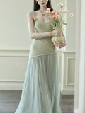 Picking Up Cui Yu Tianxian Vacation Wind Knitting Mesh In The Long-Sling Dress Woman
