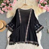 Small-Tropolitic Heavy-Brevel Embroidered Cumcoats Women's Summer Bohemian Holiday Style Loose Outside The Shirt Shawl