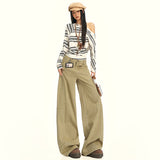 Autumn Thin Women's Kaqi Color Wide-Legged Jeans New Design Sense Loose Straight Cutter