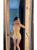 Summer Bow Strap Sexy Braided Hottie Tucked Shoulder Dress French Pure Desire Hanging Neck Sling Vest Woman