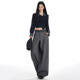 Autumn And Winter New Hairy Babes Casual Pants Women 2026 Retro High-Waist Loose Broad Leg Trousers