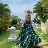 Sanya Seaside Resort Beach Dress Bohemia Retro Collared Sling Dress Travel Photo Wear