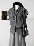 This Year's Popular Beautiful Loose Shirt Light Workplace Commute Wearing French Gray Short-Sleeved Shirt Shirt Women Summer