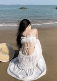 2026 Summer Fairy Holiday Dress Digging Big Dress With Flame French Suspension