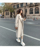 Camel Color Coat Woman's Long 2026 New Autumn And Winter Thick Korean Hepburn Wind Hair Coat