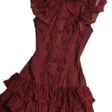 French Retro Splicing Atmosphere Dating Wearing Lace Flying Sleeves Cake Dress