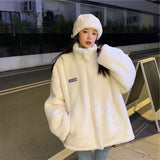 Milk Sweet Top Women's Winter Lamb Wool Coat Female White Plush Coat Wearing Women's Fashion Student Dress
