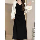 Sensing Spring And Autumn Black Sling Dress 2025 Long Dress Women's New French Style