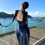 2025 French Temperament Sling Light Dress Dress Women's Small Day Evening Dress Hanging Neck Dress