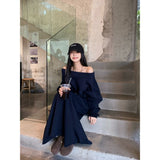Pure Cotton Cotton Composite 310G Casual Wear Set Shoulder Shawl + Slim Half Skirt Fashion Two-Set