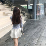 Slide Tricoatic Acid Ballet Set Ice Naked Feeling Sun Protection T-Shirt Women's Collar Top + Flower Bud Skirts Essential Ice Feeling