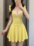 Wow 2026 Swimsuit Woman's New Flower Steel Ring Small Breast Joint Thin Belly Pure Sweet Swimsuit Woman Cover Belly