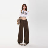 Vintage Autumn And Winter Main Push A Rich Coffee Brick Red Light Khaki Brown Trousers & Lengthen