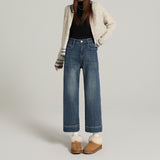 Autumn And Winter New Small Bullet Straight Jeans Women High Waist With Small Eight Nine Minutes Of Smoke Tube Grandmother Pants