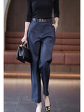 Casual Sickle Pants Women Spring And Autumn New High-Rise Thin Straight Barrel Small Design Sense Harlan Pants