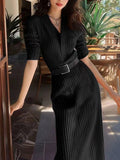 Red Knitted Dress 2025 Early Autumn New Autumn Temperament High-End Feeling Waist Dress French Dress Dress Women's Dress