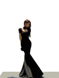 Hepburn French Temperament Summer New Folds Pure Desire To Pack Short-Sleeved Ass Fishtail Dress Hanging Long Dress