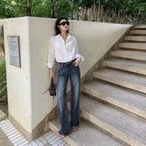 26 Years Of Spring And Summer New High-Rise Slim Slim Micro Loose Bamboo Texture Soft Jeans Women