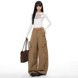 Yaxian Hottie | Trendy Design Empathic Broad Leg Pants Women's Lean Pockets Thin Leisure Trousers Length Eichun