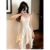 Thicker Chiffon Fabric + Inner Tulle Lace Sling Dress Women 2026 Summer New Irregular Skirt