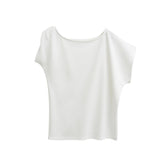 Spice Girls Fashion Slanted Shoulders Loose Short-Sleeved T-Shirt Girls Summer New Design Feel Skinny Shoulder