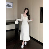 Spring And Autumn Lotus Edge Strapped Bottom Dress 2026 New Knitted But Hip Dress Women's Pink Dress