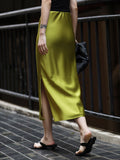 Summer High-Grade Acetic Acid Fascination Skirt Female High-Waist Temperament Half Skirt Open Pussew Skirt Thin Bag Hip Skirt
