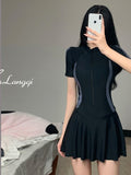 Swimsuit Female High Sense 2025 New Conservative Dress Masked Thin Sports Flat-Angled Hot Spring Swimming Suit