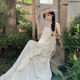 White Hanging Neck Sling Dress Women's Summer 2025 New French Long Skirt Holiday Dress